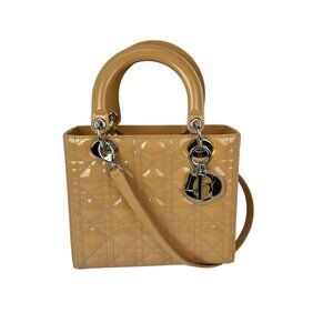 Christian Dior Yellow Patent Leather Cannage Medium Lady Dior Bag